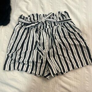 Dynamite Black and White Striped High Waist Shorts